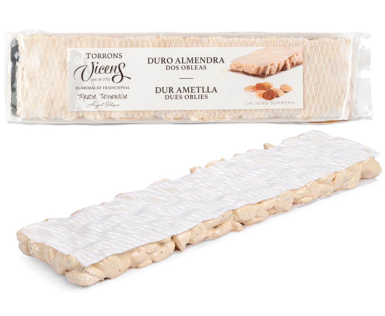 Turrón Duro de Almendra (1 barra-2 obleas) 200g.