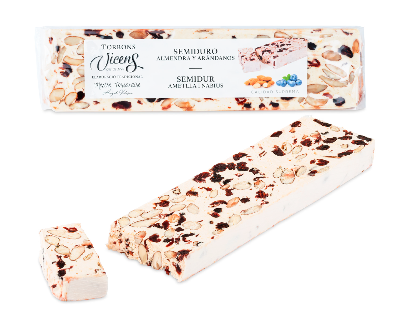 Semi Hard Almond Nougat with Cranberries 300g