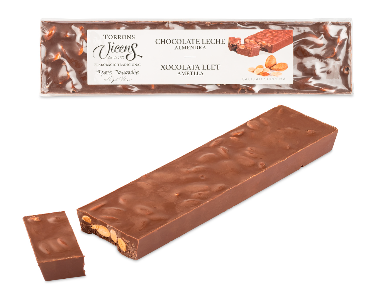 Nougat de chocolat au lait avec des amandes 300g 