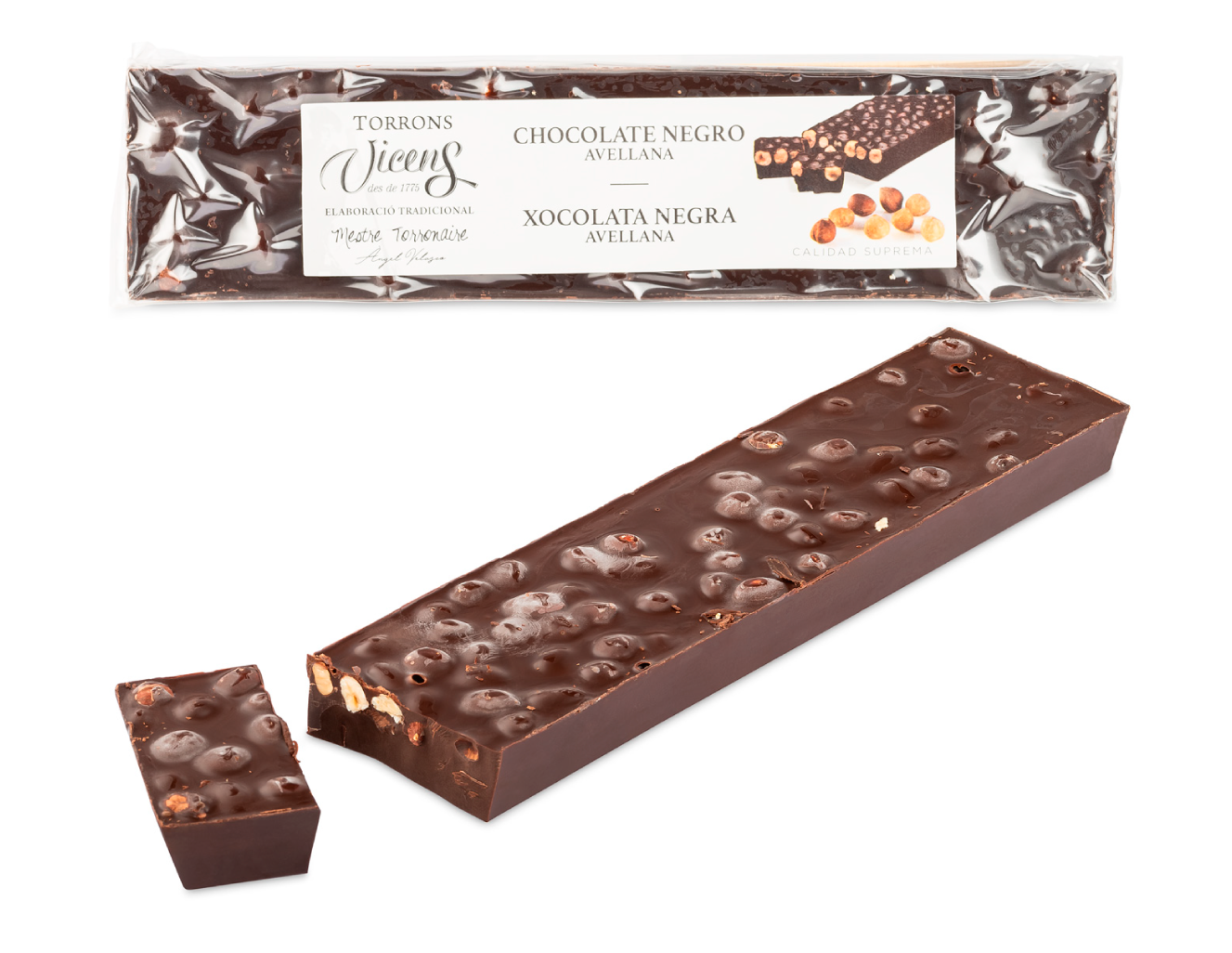 Nougat de chocolat amer avec des Noisettes 300g