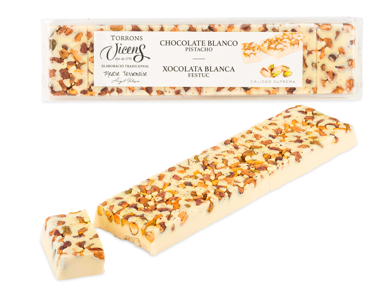 Turrón Chocolate Blanco con Pistacho 300g 