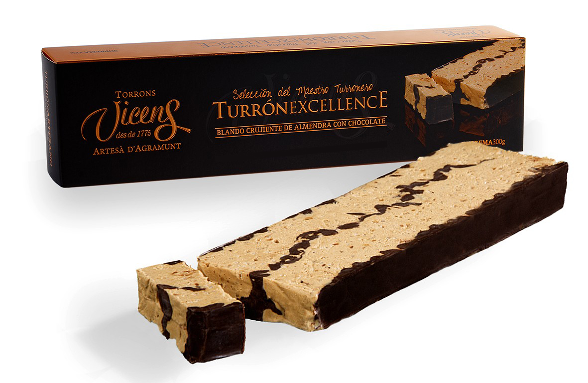 Soft Crunchy Almond Nougat with Chocolate 300g Excellence