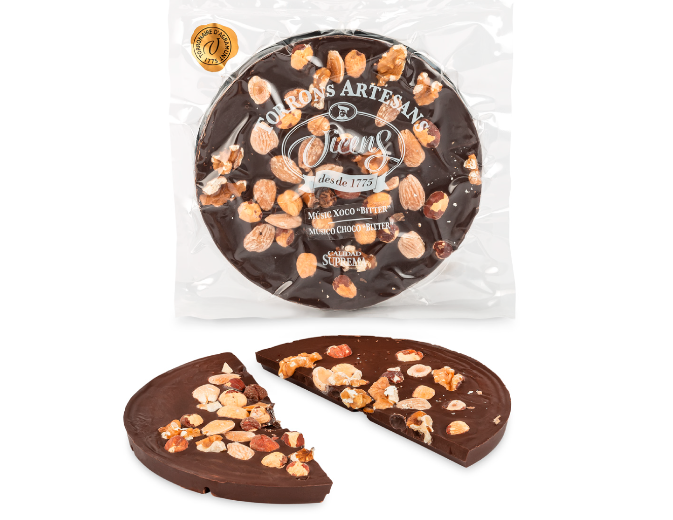 Bitter chocolate and Nuts Round Cake Nougat 250g