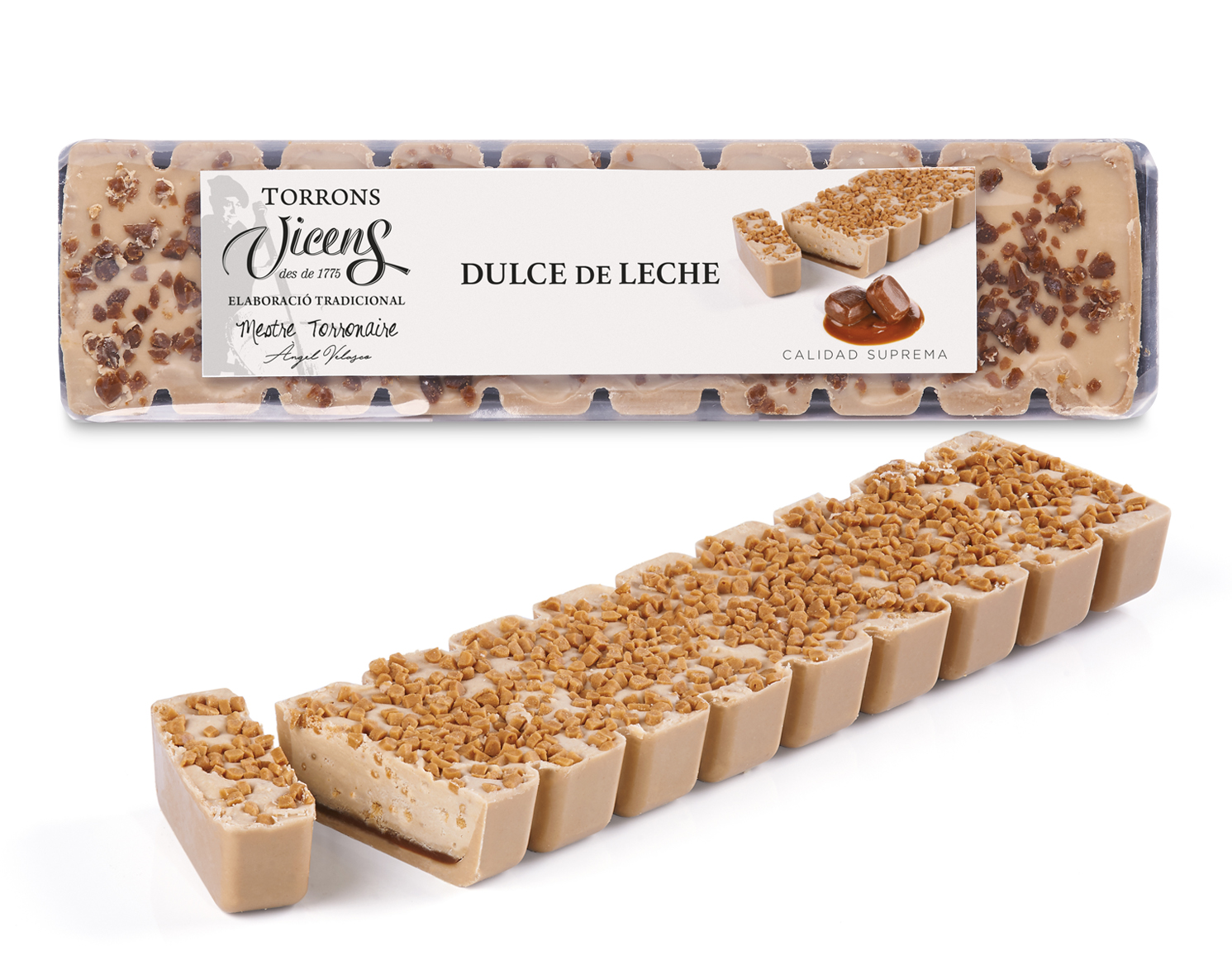 Nougat tendre à la coupe amandes caramel