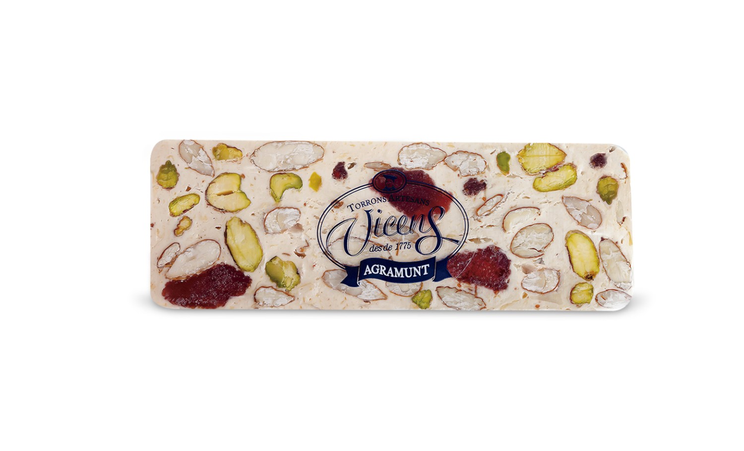 Nougat aux Amandes Semi-dur aux Fraises et Pistaches 80g