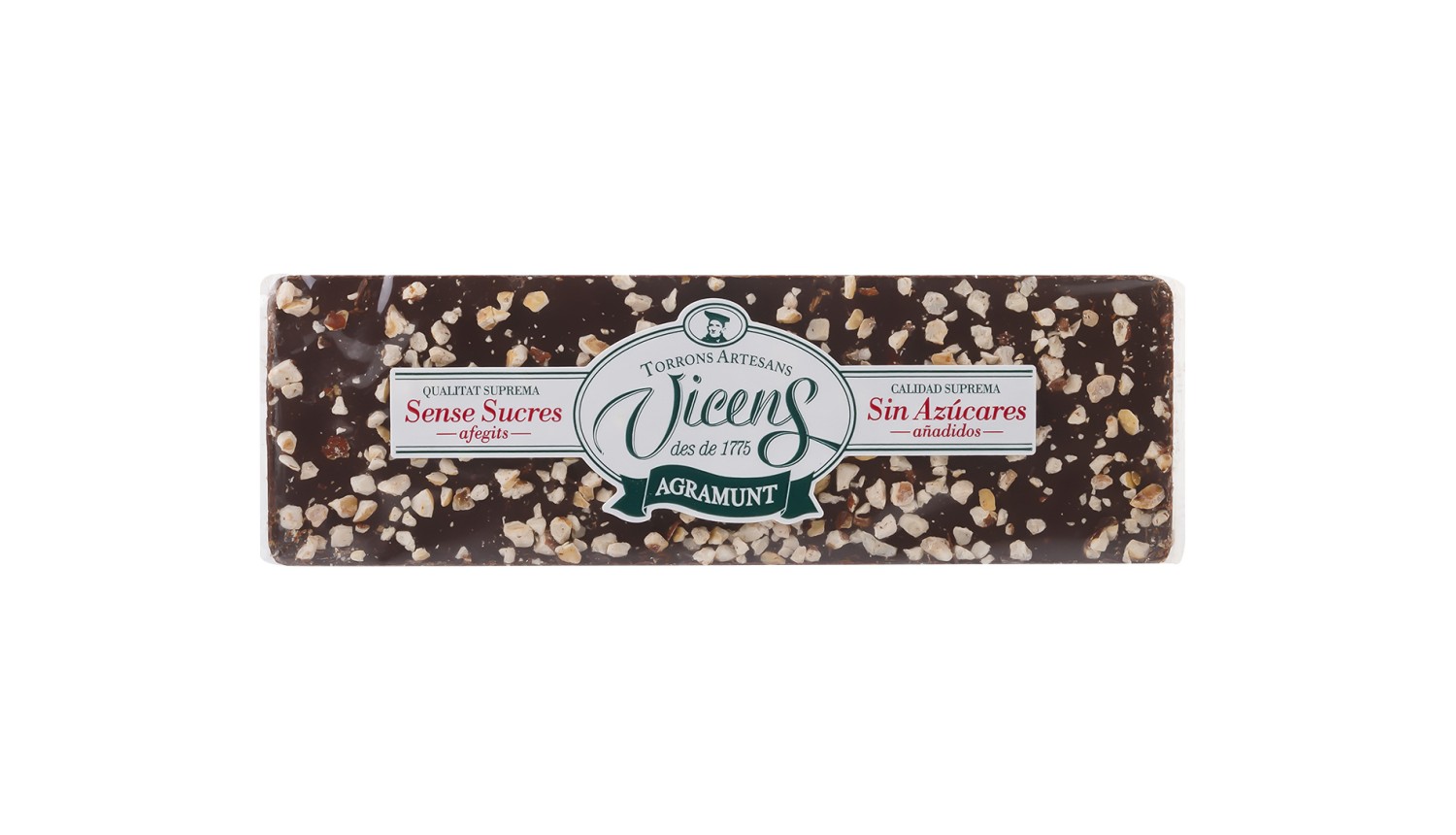 Hazelnut and Bitter Chocolate Nougat with Sweeteners 80g