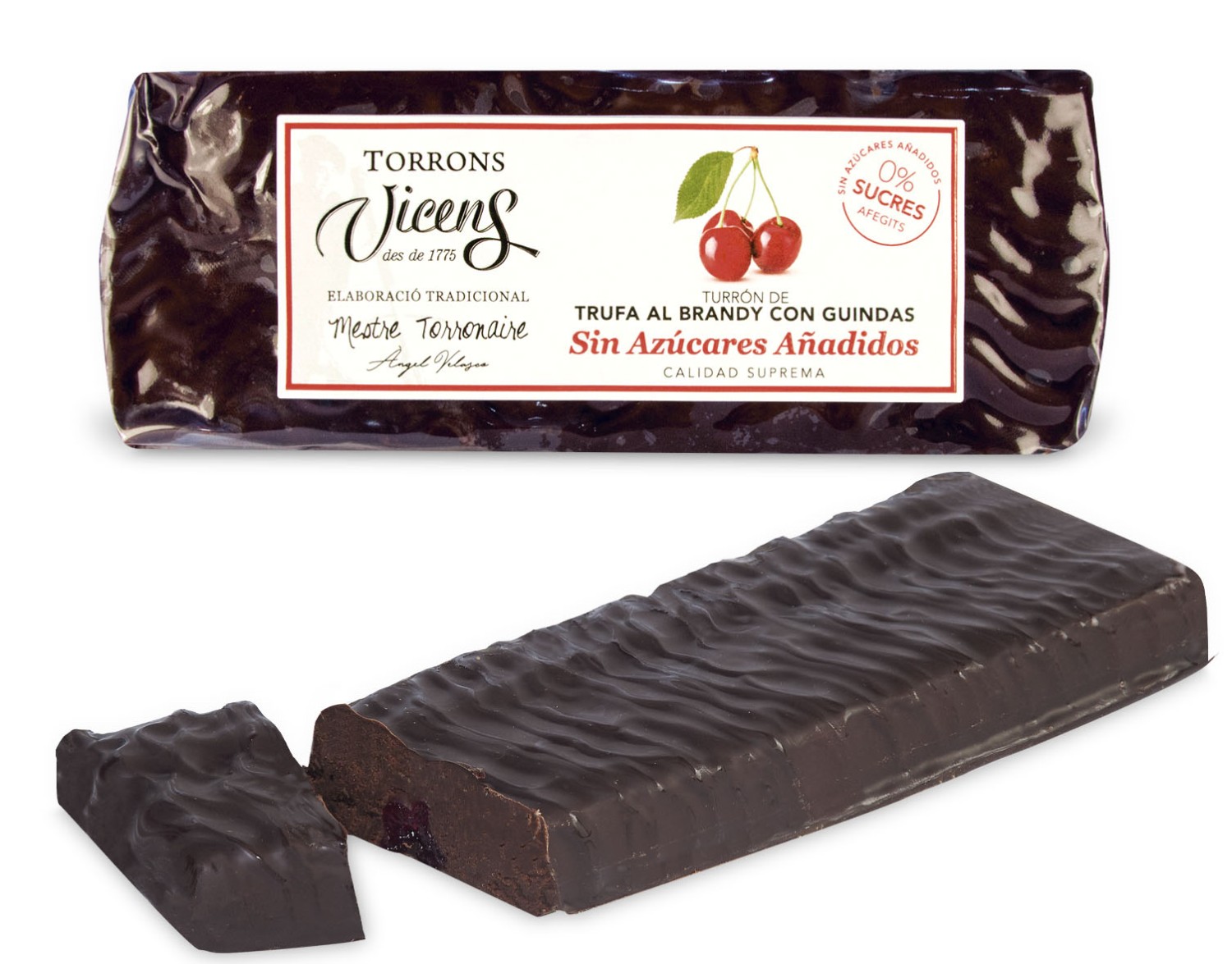 Nougat de truffe au cognac avec cerises aigres avec Édulcorants 250g