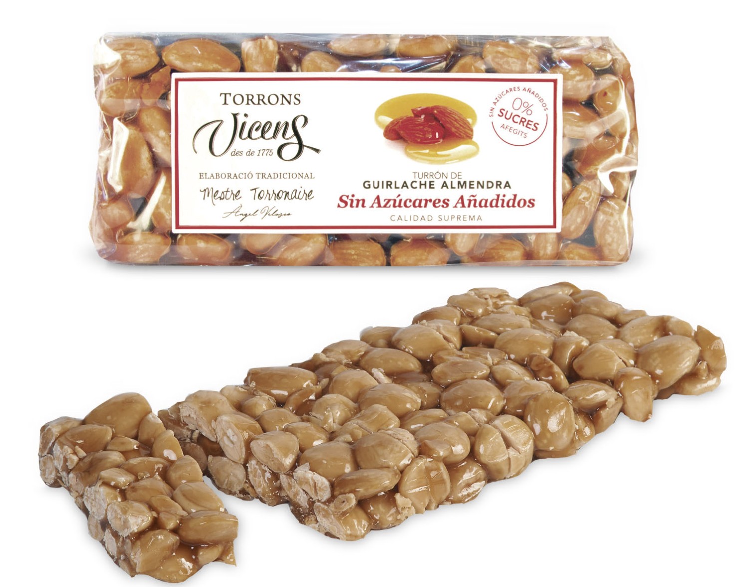 Turrón de Guirlache y Almendra Marcona con Edulcorantes 200g