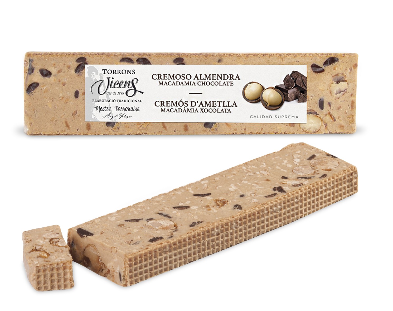 Turrón Cremoso de Almendra Macadamia Caramelizada y Chocolate 300g