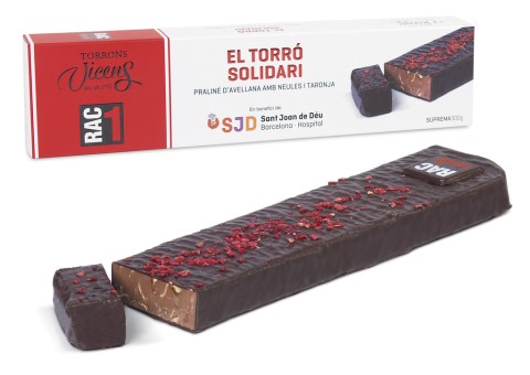 Turrón Solidario RAC1 Praliné avellana en Estuche 300g