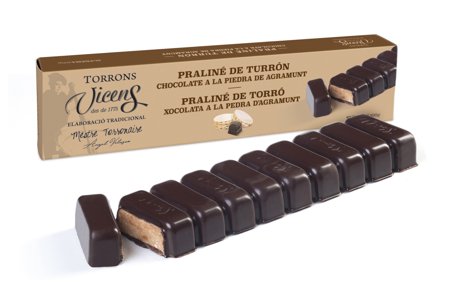 Praliné de Nougat avec Chocolat à la pierre dans un étui 300g