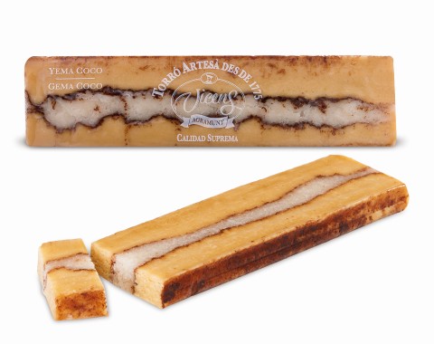 Torró de crema amb coco i xocolata al centre 300g