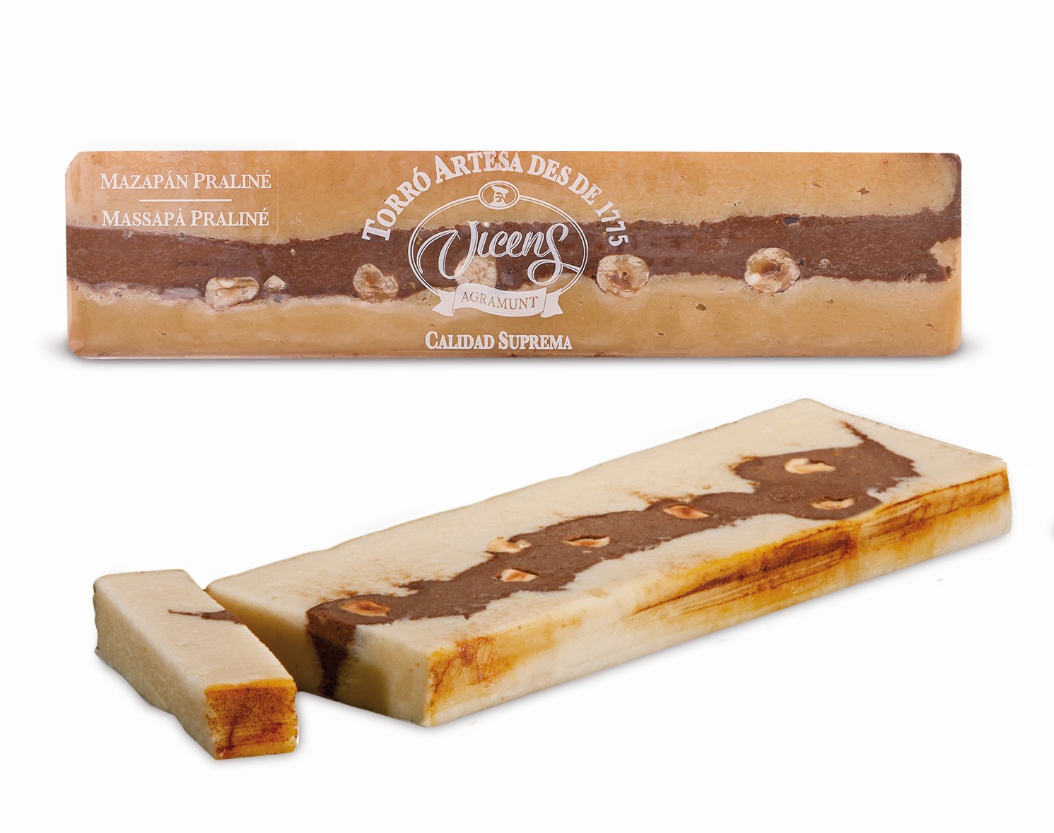 Turrón de Mazapán con praliné 300g