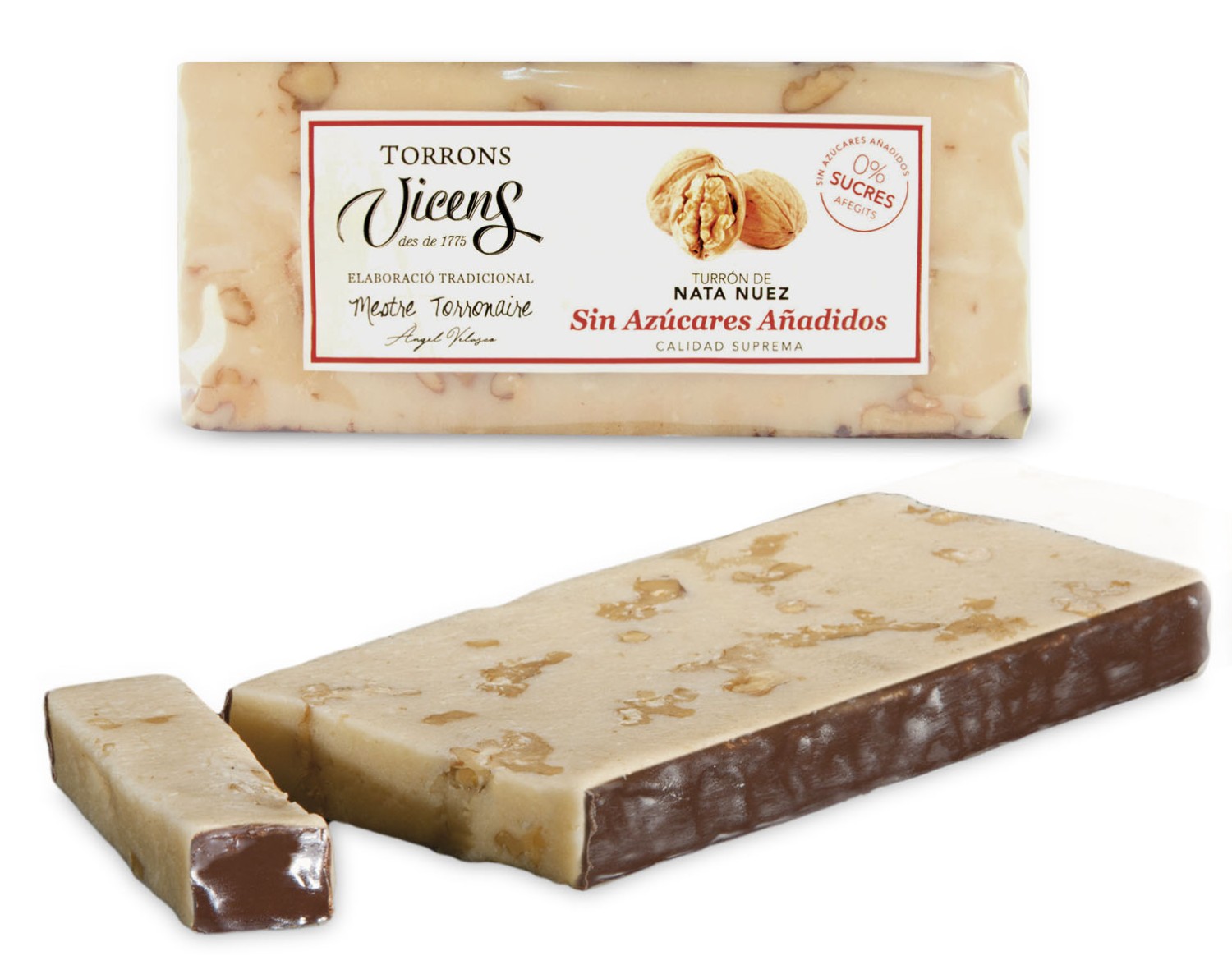 Nougat de Massepain et Crème de Noix avec Édulcorants 250g