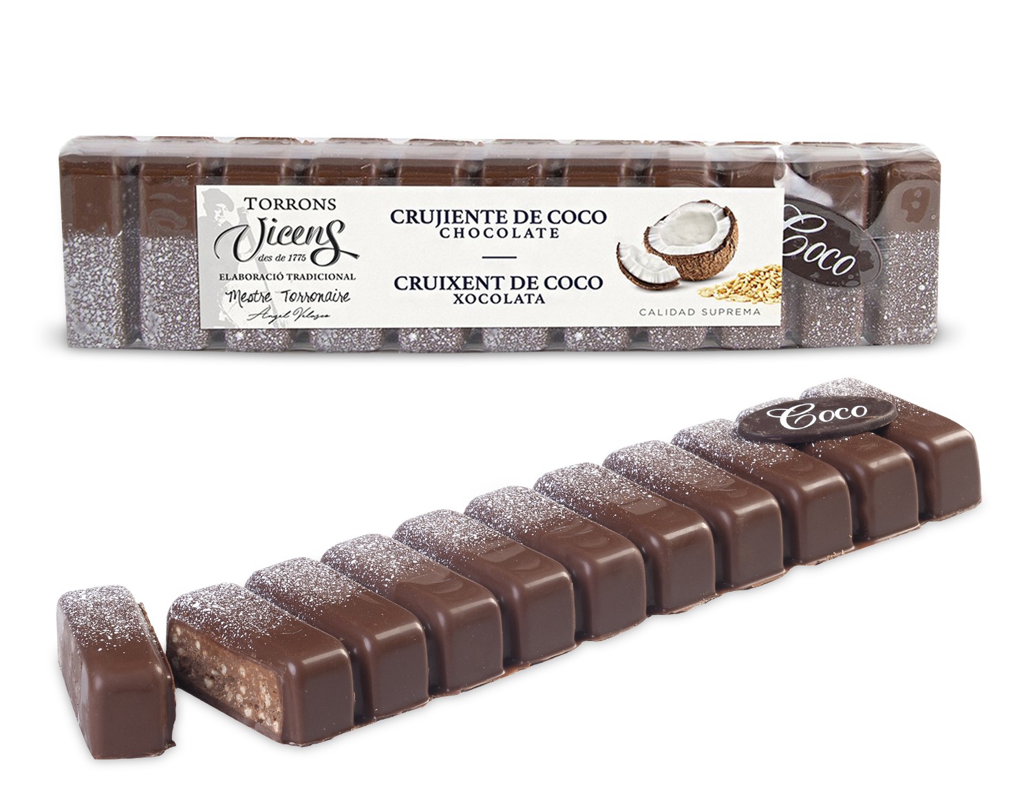 Nougat Croustillant à la Noix de Coco et au Chocolat 300g