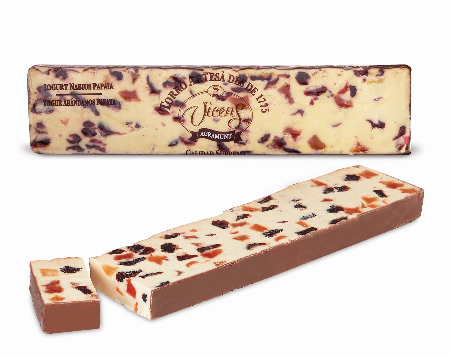 Turrón de yogur con arándanos y papaya 300g