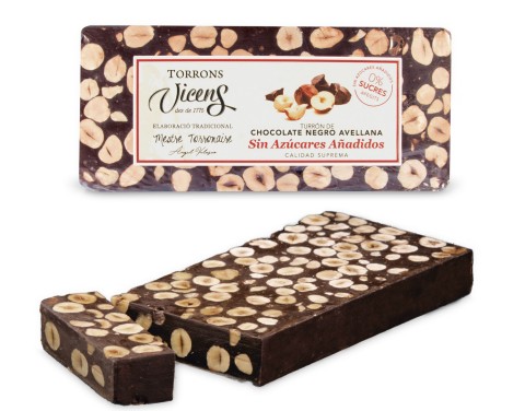 Turrón de Chocolate Bitter con Avellanas con Edulcorantes 250g