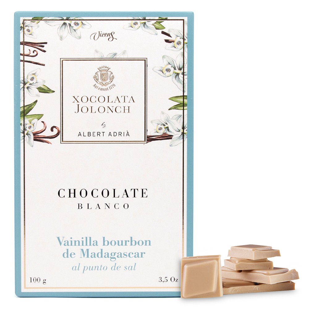 Chocolate blanco con vainilla del Índico sin gluten y 0% azúcares