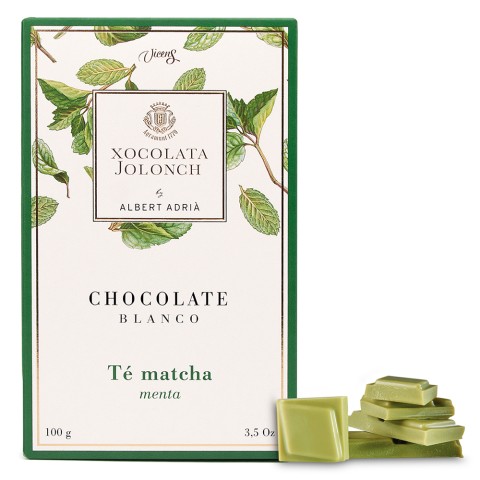 Chocolate Blanco con Té Matcha y Menta 100g