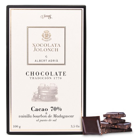 Chocolate con Cacao al 70% y Vainilla con Bourbon de Madagascar 100g