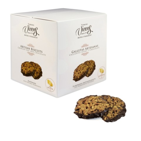 Caja de Galletas crujientes de avena y chocolate 130g