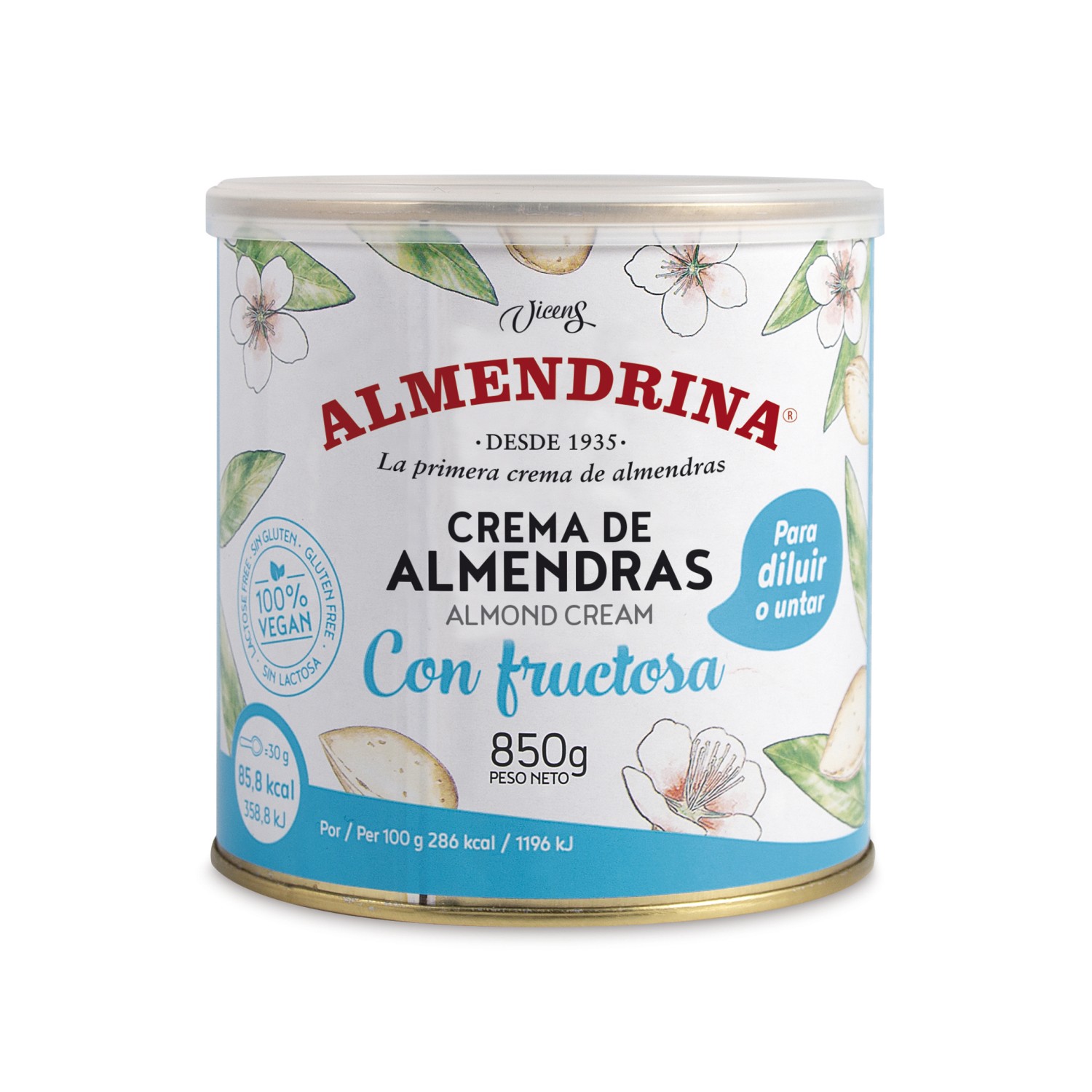 Almond Cream with Fructose Almendrina 850g