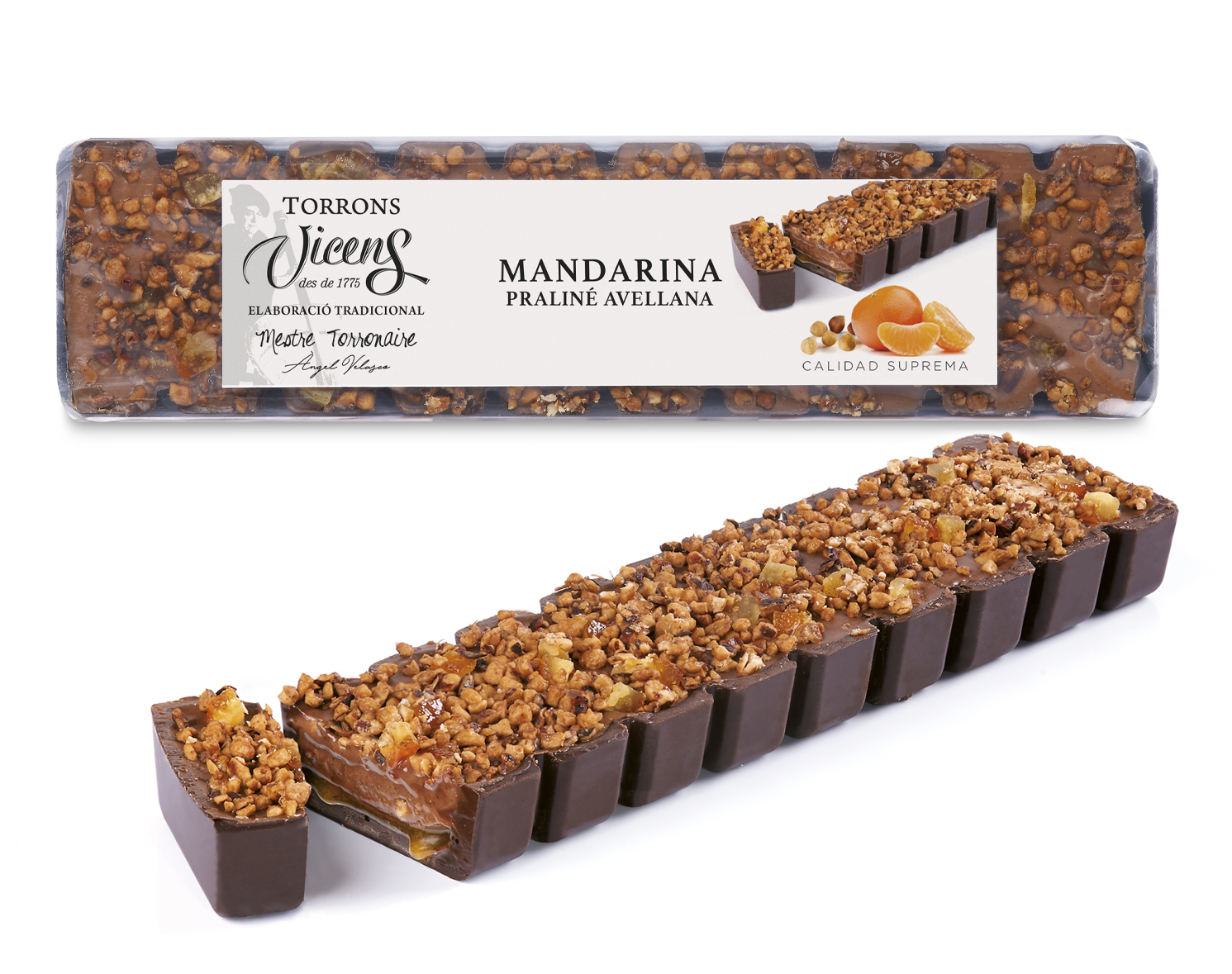 Tangerine Nougat with Hazelnut Praline 300g