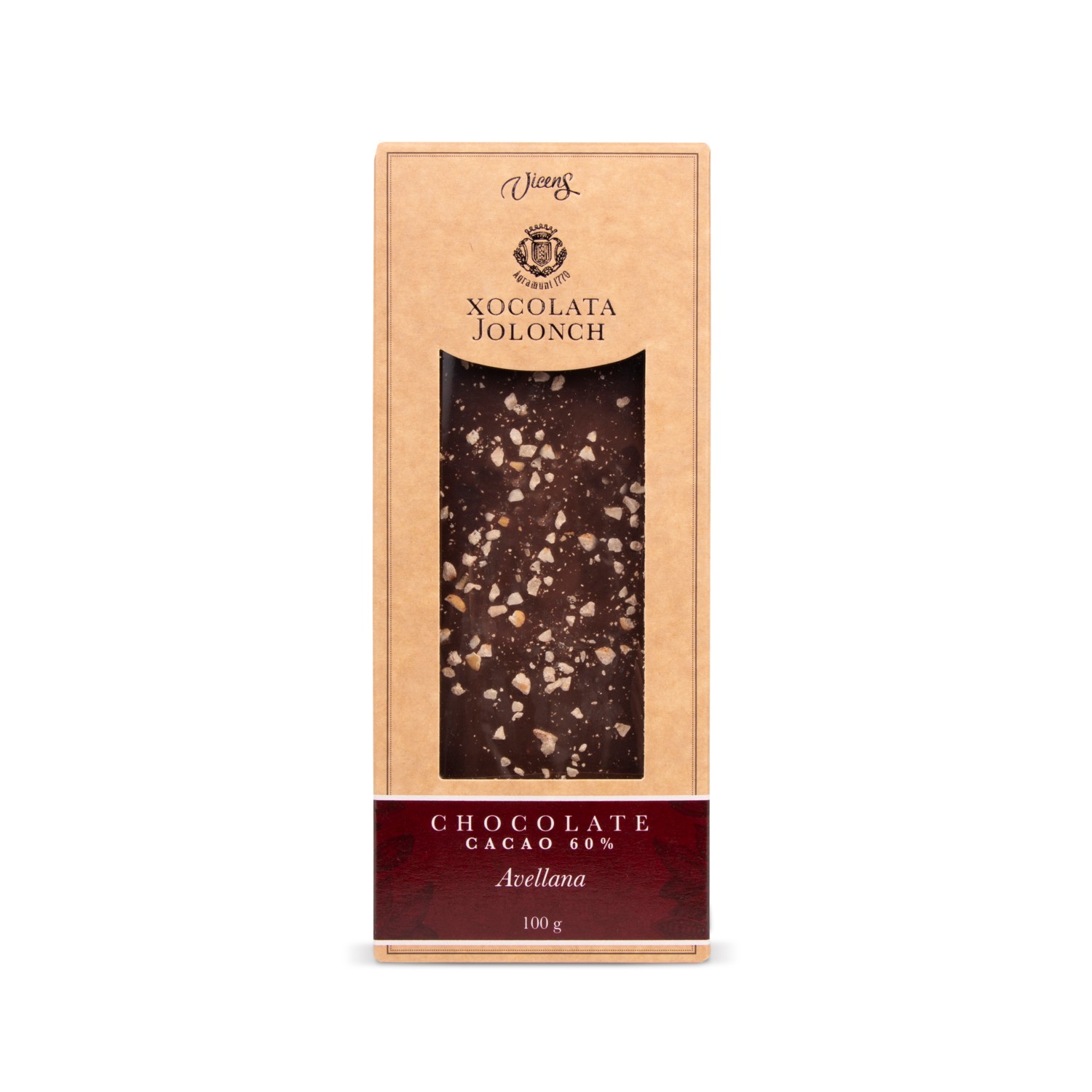 Chocolat Noir Cacao 60% aux Noisettes Jolonch 100g