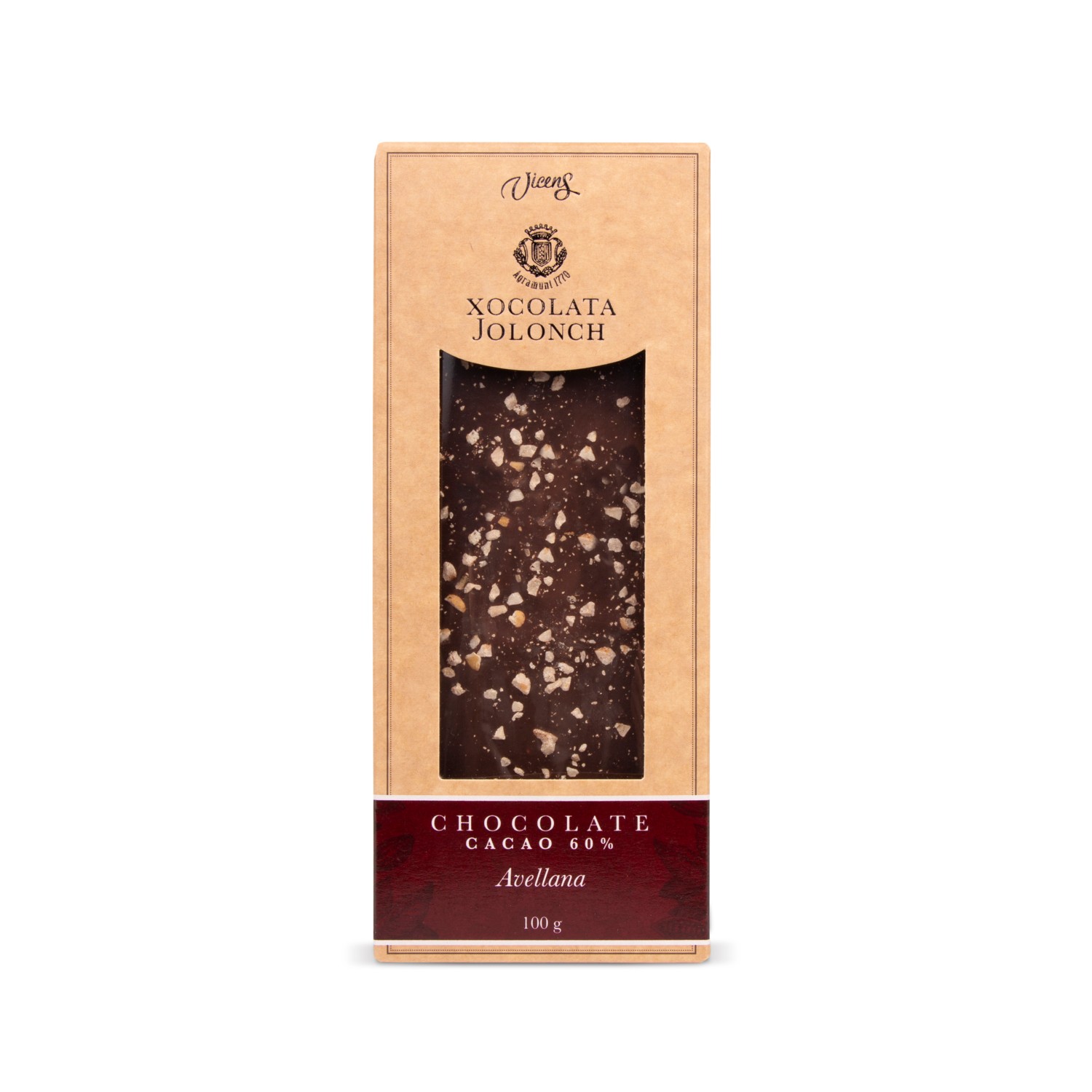 Xocolata Negra Cacau 60% amb Avellana Jolonch 100g