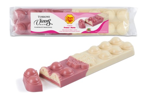 Turrón de Chupa Chups de Fresa y Nata 300g