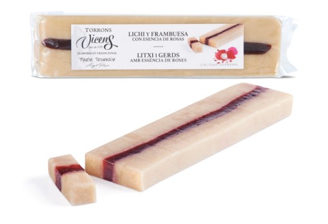 Turrón de Lichi, Frambuesa y Rosas 300g