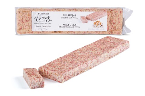 Strawberry Millefeuille Praline Nougat with Cream 300g