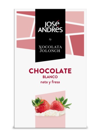 Chocolat blanc à la crème et à la fraise de José Andrés 130 g