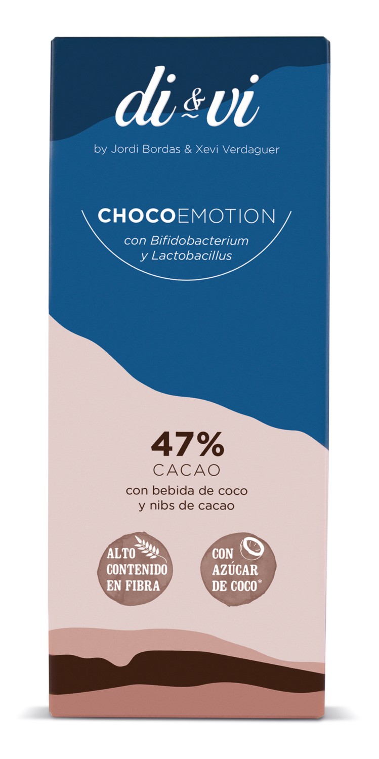 Xocolata Di & Vi 47% Cacau amb beguda de Coco i Nibs de Cacau 