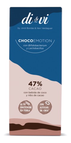 Chocolate Di & Vi 47% Cacao con Bebida de Coco y Nibs de Cacao 