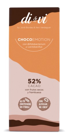 Chocolate Di & Vi 52% Cacao au Fruits Secs et Framboises 