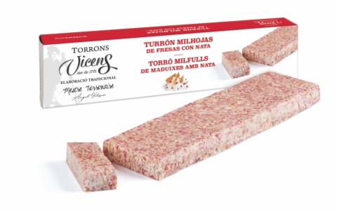 Turrón de Praliné Milhojas de Fresas con Nata 300g en Estuche