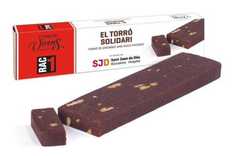 Turrón Solidario RAC1 de Brownie con Nueces Pecanas 300g en Estuche