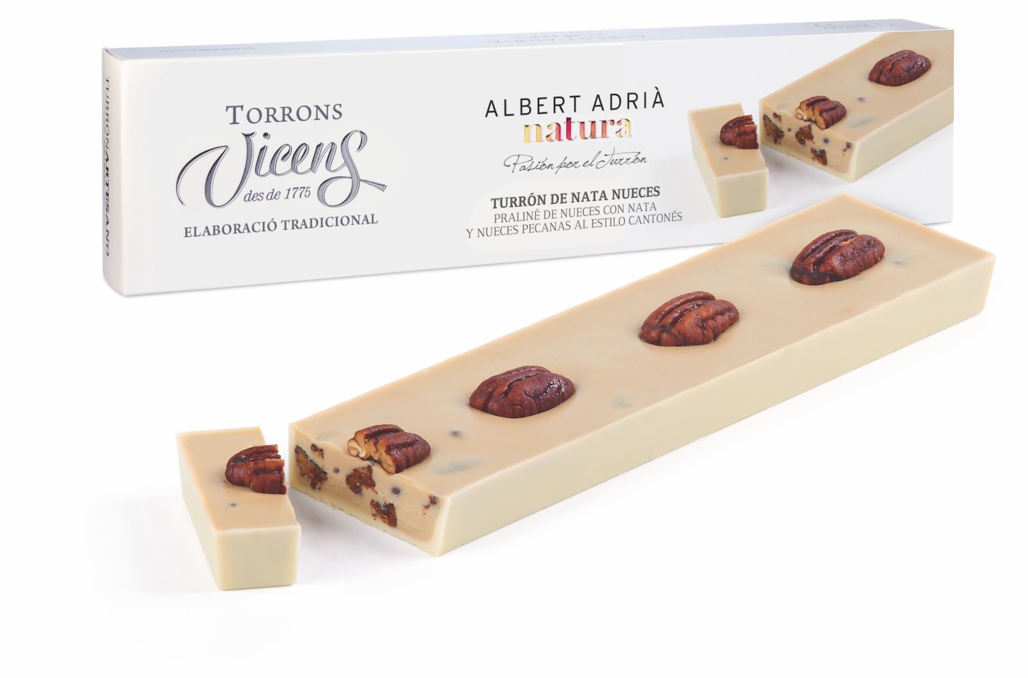 Turrón de Nata con Nueces Pecanas Cantonesas Albert Adriá 300g en Estuche