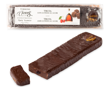 Nougat de ganache au chocolat noir aux Cerises á la Liqueur 300g 