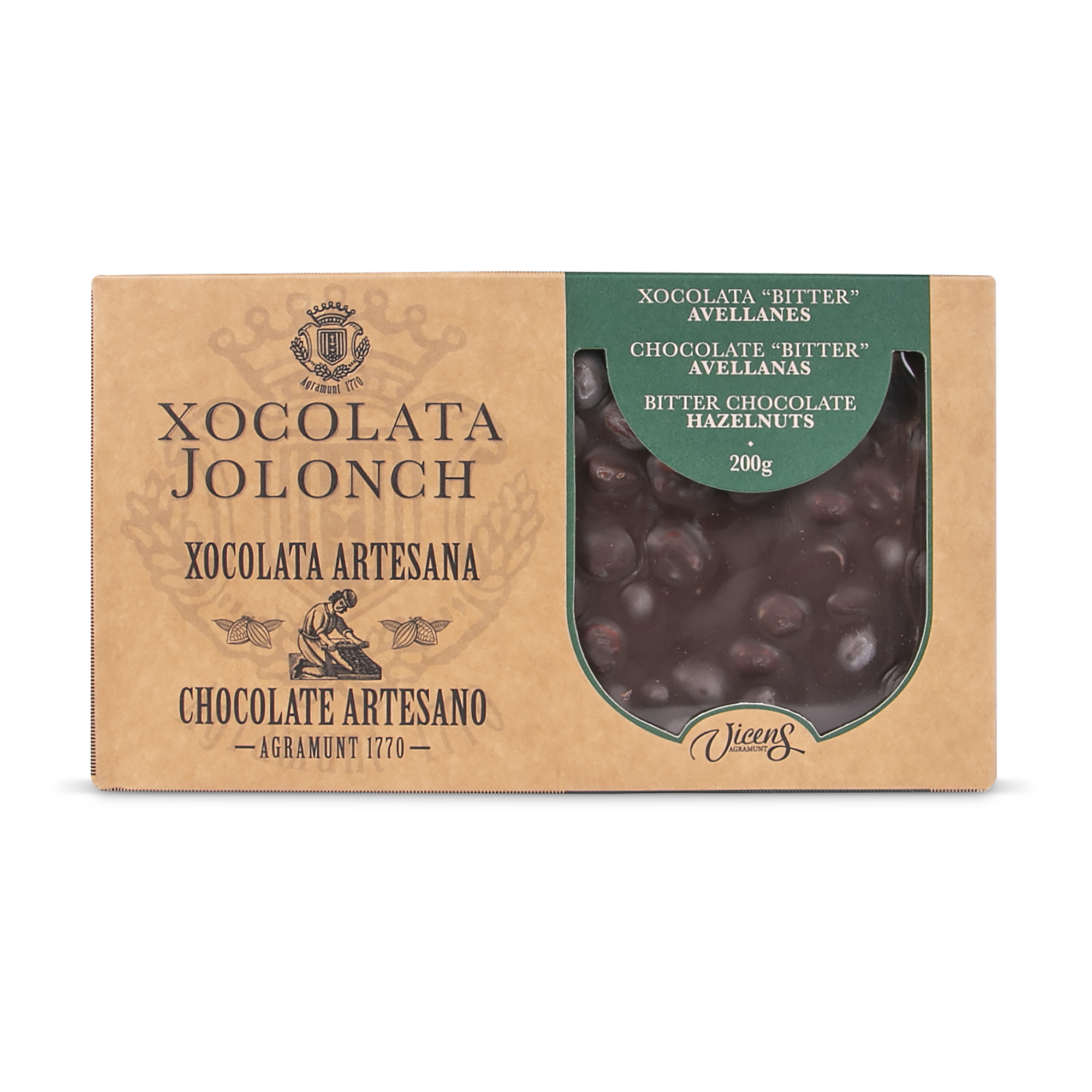 Étui de Chocolat amer aux noisettes Jolonch 200g