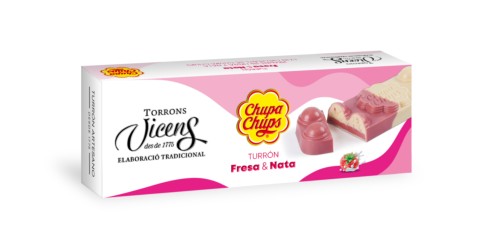 Chupa Chups Crème et Nougat aux Fraises en Caisse 150g